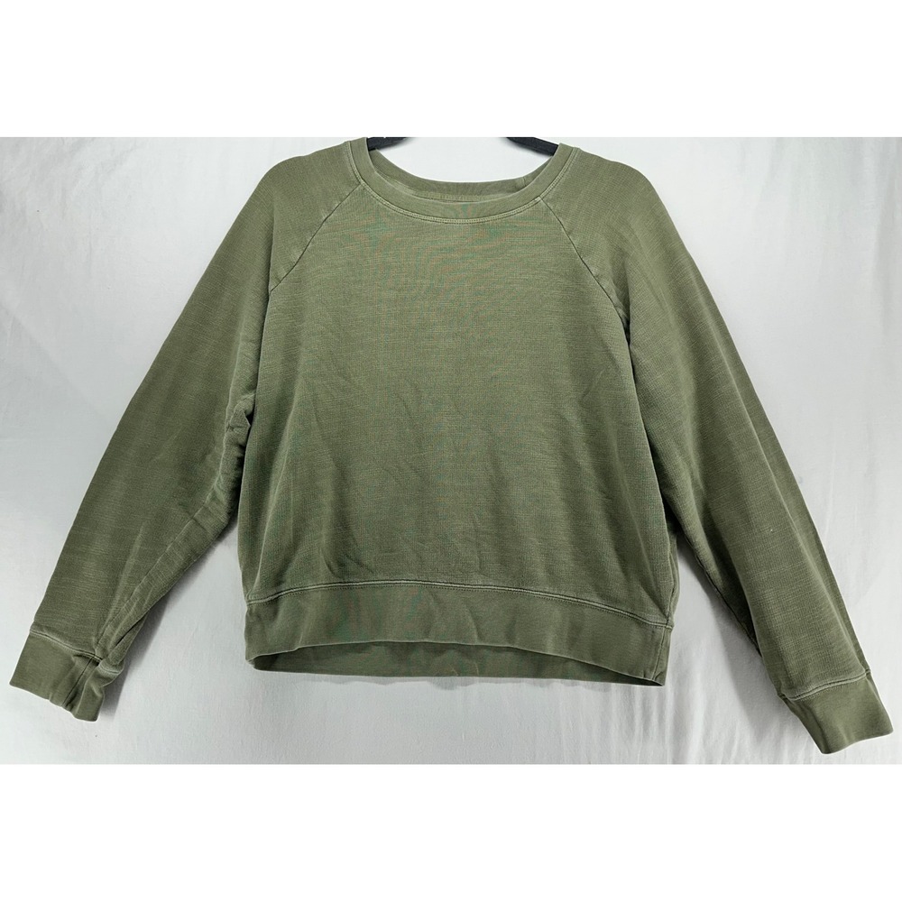J. Crew Vintage Fleece Sweatshirt Olive Green Raglan Sleeve Cotton Pullover M